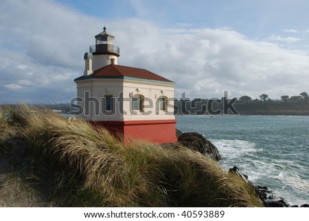 Coquille River Lighthouse built in 1896, is a 47 foot tower guided boats up the mouth of the Coquille River, in Bandon Oregon