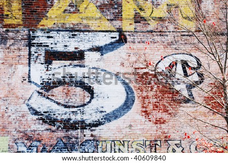 stock photo : Bull Durham 5-cent Owl Cigar Ghost Sign ont he west side