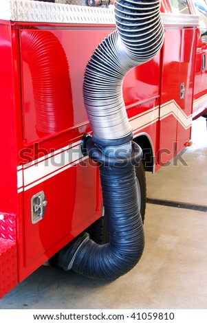 New exhaust evacuation system on a brush unit in the new downtown fire station in Roseburg Oregon.