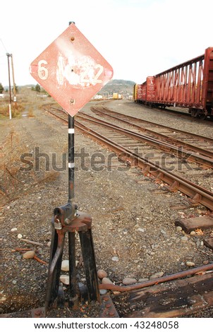 rail switch control on a side line track in the Roseburg Oregon rail yard