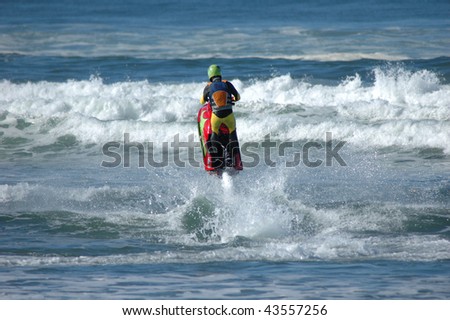 Jet Skier enjoying the surf at Cape Kiwanda, Near Pacific City, Oregon, Cape Kiwanda State Park