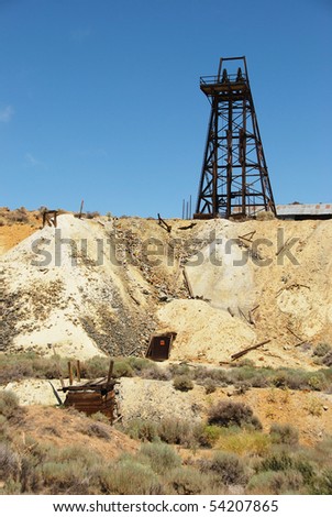 An old mine shaft entrance just south of Virginia City Nevada.