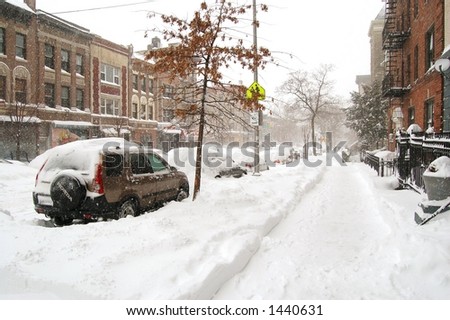 snowy city street