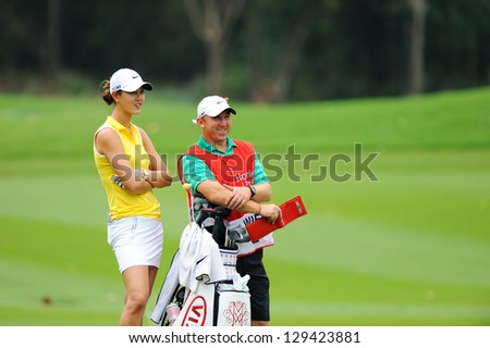 PATTAYA, THAILAND- FEB 22 :Michelle Wie competes at Honda LPGA Thailand at Siam Country Club (Old Course) on February 22, 2013 in Pattaya, Thailand