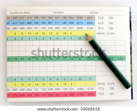Blank Golf Score Card with Pencil