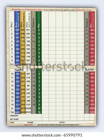 Blank golf score card