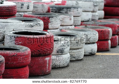 Tire Pile in the racing circuit