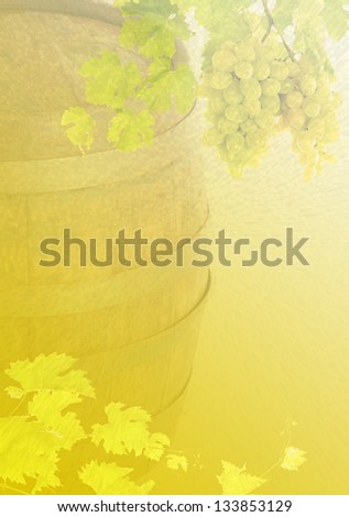 Blurred background. A barrel of wine and vine. Can be used as the basis for a label for wine bottles