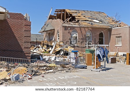 Tornado ripped through homes & business, life\'s were lost, this church was destroyed