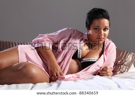 stock photo BBW big beautiful african american woman showing off large 