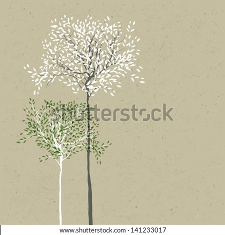 Trees Background. The Trunk And Leaves In Separate Layers. Vector.