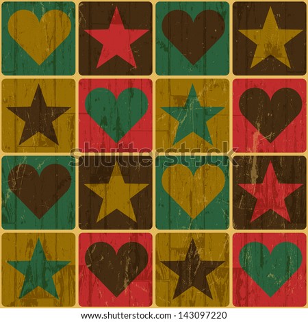 Hearts And Stars, Pop-Art Styled Poster. Raster version, vector file available in portfolio.