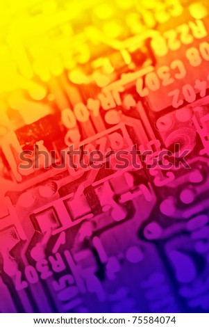 Multicolored electronic components abstract background