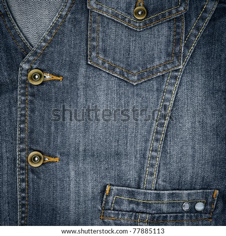 Closeup of jeans vest with pockets