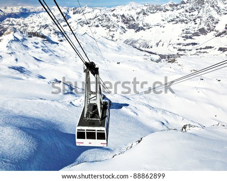 Ski lift (gondola) in Alps mountains