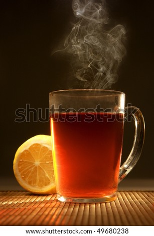 Hot tea with a lemon