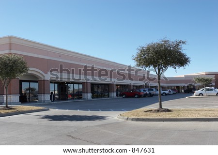 Shopping center with all logos and signs removed
