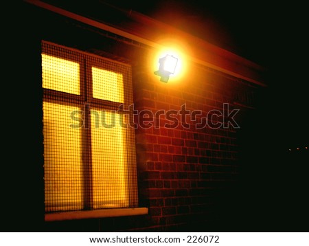 Security light next to guarded  window