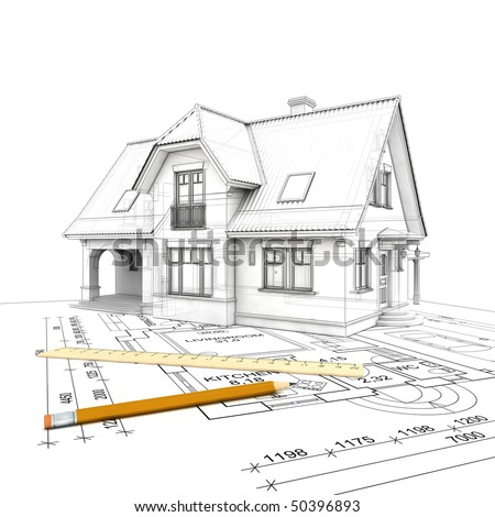 white house floor plan. stock photo : a stylized house