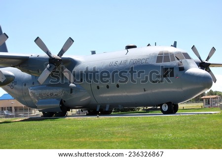 CHEYENNE, WY - JULY 18, 2012: Air national guard Hercules C-130 aircraft landed in Cheyenne, Wy, July 18, 2012.