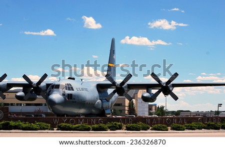 CHEYENNE, WY - JULY 18, 2012: Air national guard Hercules C-130 aircraft landed in Cheyenne, Wy, July 18, 2012.