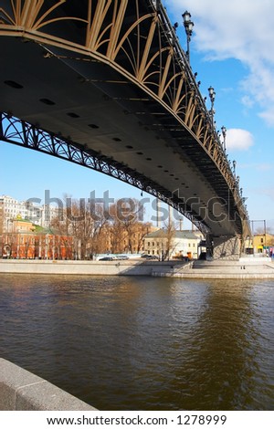 Moscow city, river and bridge. Russia.