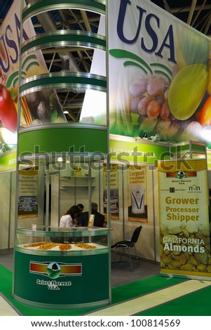 MOSCOW-SEPTEMBER 13: Exposition of the American company in the wholesale trade in food products at International Food & Drinks Exhibition on September 13, 2011 in Moscow