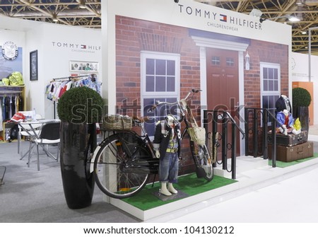 MOSCOW-SEPTEMBER 5:The stand of the American production company TOMMY HILFIGER at the international exhibition Children\'s Fashion Europe on September 5, 2011 in Moscow