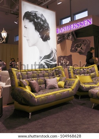 MOSCOW-NOVEMBER 25:Danish furniture brand ANDERSSEN with removable covers and mechanisms of transformation at the international exhibition Mebel \'2011 on November 25, 2011 in Moscow