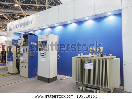 MOSCOW-JUNE 15:The stand of the Russian company ELEKTROSHCHIT production and sale of electrical equipment 0,4-220 kV at the international exhibition ELEKTRO\'2012 on June 15, 2012 in Moscow