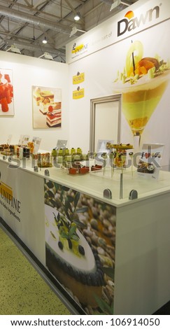MOSCOW-JUNE 15:Exposition of the American confectionery company DAWN at the international exhibition MODERN BAKERY 2012 on June 15, 2012 in Moscow
