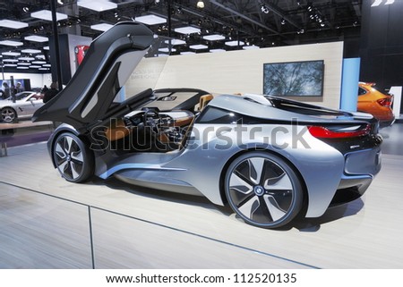MOSCOW-SEPTEMBER 3:The European premiere of BMW i8 Concept Style Coupe with electric and petrol engines at the Moscow International Motor Show on September 3,2012 in Moscow
