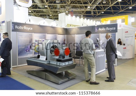 MOSCOW-JUNE 22:Layout of the gas turbine British company Rolls-Royce at the INTERNATIONAL OIL & GAS EXHIBITION on June 22, 2011 in Moscow