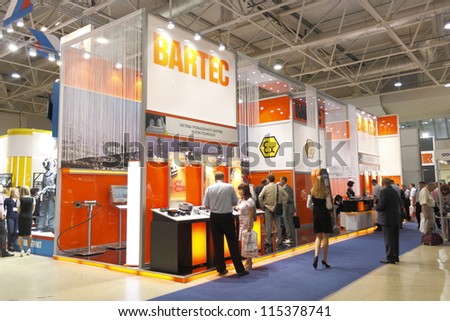 MOSCOW-JUNE 22:The stand German company BARTEC supplying the security technology for the oil and gas industry at the INTERNATIONAL OIL & GAS EXHIBITION on June 22, 2011 in Moscow