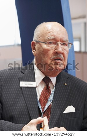 MOSCOW-MAY 16:The son of Igor Sikorsky Sergey celebrates the 90th anniversary the company \