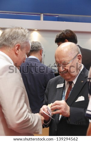 MOSCOW-MAY 16:The son of Igor Sikorsky Sergey celebrates the 90th anniversary the company 
