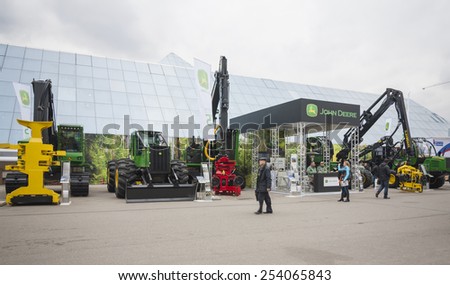 MOSCOW- OCTOBER 24:Forestry Equipment of the American company John Deere at the International exhibition LESDREVMASH on October 24,2012 in Moscow