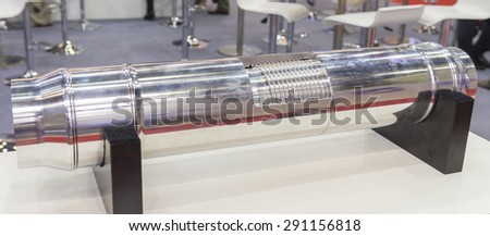 MOSCOW-JUNE 24, 2015: A threaded connection of pipes for drilling American companies National Oilwell Varco which produces equipment for oil production at the International Trade Fair MIOGE