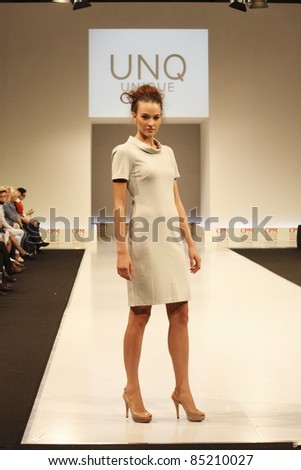 MOSCOW-SEPTEMBER 5:A model walks the runway at the International Fashion Fair featuring fashions by the German brand Unique showcasing the \