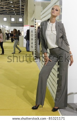 MOSCOW-SEPTEMBER 5: A model shows the Turkish brand Roman on the international  Fashion Fair on September 5, 2011 in Moscow, Russia.