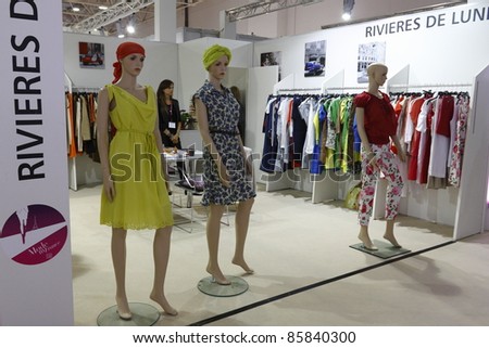 MOSCOW - SEPT 5: exhibition of clothes from French brand Rivieres De Lune at the International Fair of Fashion, September 5, 2011 in Moscow, Russia.