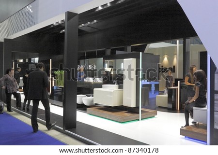 MOSCOW-APRIL 4:  A booth from a Spanish company producing sanitary ware is on display at the international exhibition Mosbuild 2011 on April 4, 2011 in Moscow, Russia.