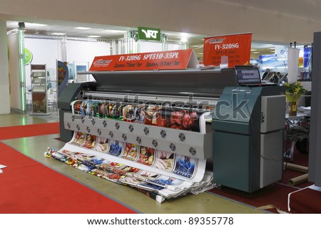 MOSCOW, SEPT 28: Chinese company, Infiniti printer for printing promotional materials presented at the International Advertising Exhibition 2011 September 28.2011 in Moscow, Russia.