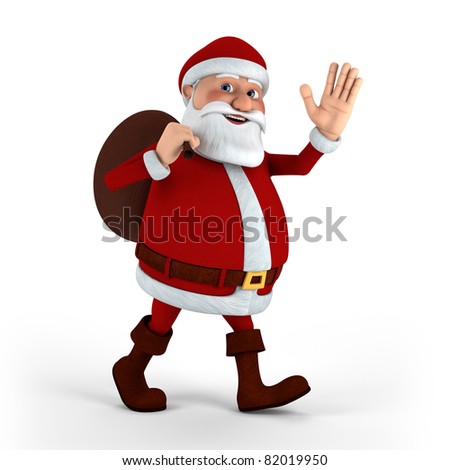 Cartoon Santa Claus On White Background - High Quality 3d Illustration