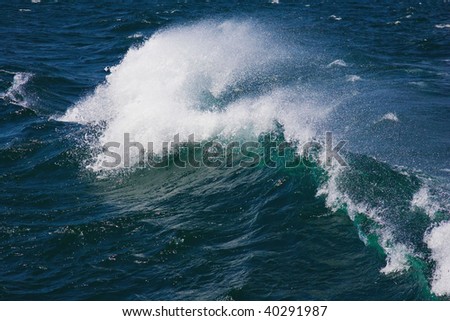 Roaring ocean wave curling under the  powerful force of nature