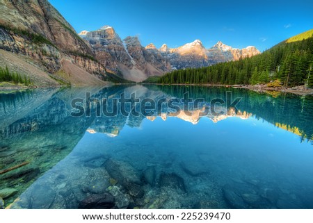 Moraine lake in Banff National Park, Canada, Valley of the Ten Peaks