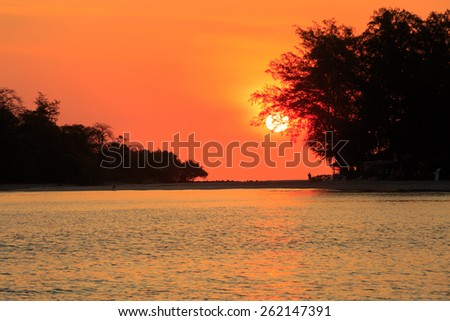 Sunrise on tropical  sea coast, Samui, Thailand