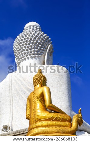 Big Buddha, white and golden in Phuket,Thailand