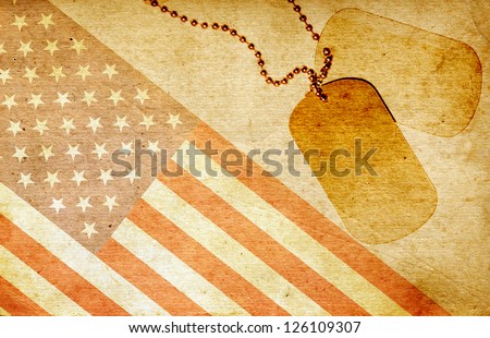 Vintage USA flag and ID tags