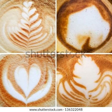 Espresso coffee foam backgrounds collage